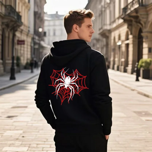 Sudadera con Capucha Morada para Hombre con Diseño de Telaraña en la Espalda, Sudadera Informal con Capucha y Manga Larga para Otoño - Product Image 2