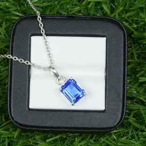 Pendentif octogone en tanzanite, collier en argent sterling 925, bijou pierre de naissance de décembre, pierre précieuse bleue naturelle, cadeau pour femme - Product Image 4