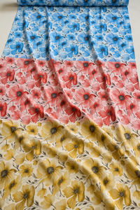 Floral <b>Poppy</b> Print Modal Satin <b>Fabric</b> 43/44 Woven Lightweight Sheer Silk Cotton Home Textile Scarves Shawls Women Suit Dress - Product Image 2