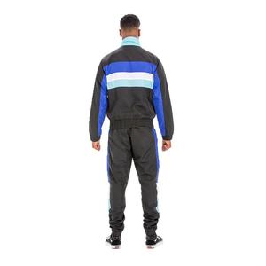 Ensemble de survêtement athlétique deux pièces pour homme, veste coupe-vent à capuche zippée colorblock avec pantalon de survêtement assorti, tenue d'entraînement légère - Product Image 2