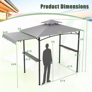 Gazebo a Doppio Livello 10.5 X 5 FT con Tettoia Laterale, Tenda Resistente e Pergola - Product Image 4