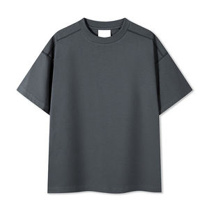 T-shirt personnalisé à col rond pour homme, unisexe, en coton épais 100 %, coupe ample, manches courtes imprimées, épaules tombantes - Product Image 1