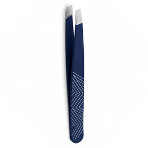 Pince à épiler bleue moderne avec design géométrique, pointe fine, en acier inoxydable, outil de toilettage de précision - Product Image 1