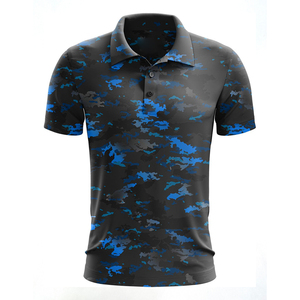 Polo à manches courtes pour homme, camouflage, séchage rapide, polyester, coupe classique, avec imprimé - Product Image 4
