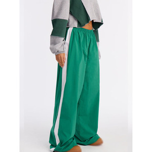 Custom Widebreaker Color <b>Block</b> Blank Track Pant Low MOQ Women Retro Cropped With Side Stripe Joggers Set Private Label Supplier - Product Image 5