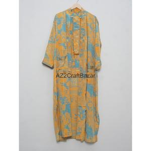 Robe Kimono en Soie Élégante pour Femme, Longueur Intégrale, Manches Trois-Quarts, Col en V, Cordon de Serrage, Imprimé Numérique Patchwork, Respirante et Douce - Product Image 2