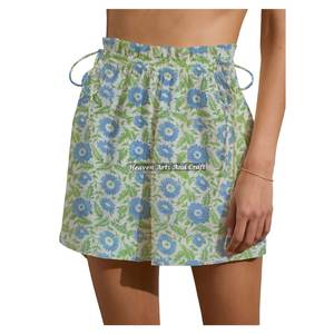 Shorts de week-end pour femmes à imprimé floral personnalisé de haute qualité, multicolores, avec cordon de serrage, taille élastique, 100% coton, shorts doux - Product Image 6