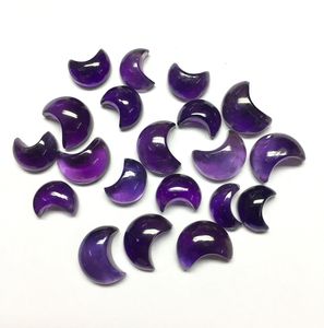 Lote de 10 Gemas Sueltas de Amatista Natural en Forma de Luna, Cabujón con Reverso Plano para Joyería - Product Image 3