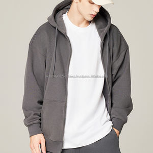 High Quality French Terry Thick Cotton Men's Hoodies Custom logo Blank Mens Oversized <b>Vintage</b> Full <b>Zip</b> <b>up</b> <b>Hoodie</b> - Product Image 5