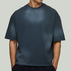 Camiseta de hombre al por mayor, vintage, con lavado ácido, 100% algodón, corte holgado, extragrande, corta, desgastada, con diseño de punto y estampado - Product Image 6