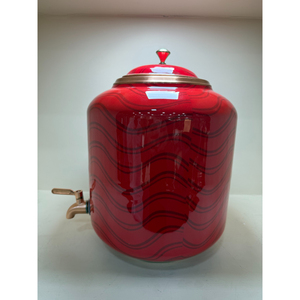 Handcrafted Pure Copper Water Dispenser with <b>Red</b> Abstract Wave Print Leak-Proof Brass Tap Eco-Friendly Storage Pot for Home - Product Image 4