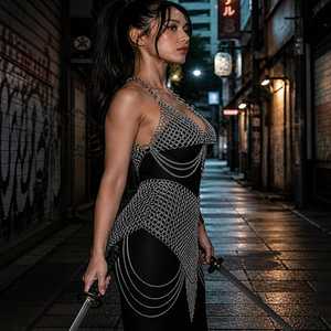 Conjunto de armadura de cadena Silver Siren – Traje de aluminio anodizado para Renfaire y Cosplay - Product Image 3