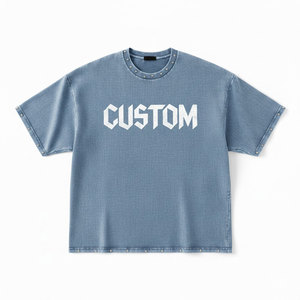 Premium 280GSM Heavyweight Cotton Acid Wash Oversized T-shirt | Custom Logo <b>Studded</b> Neckline Streetwear Hip Hop Tee - Product Image 1