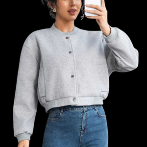 Wholesale Custom Womens Fashion Ribbed Letterman <b>Jacket</b> <b>Long</b> Sleeve Chenille Embroidery Logos Casual Baseball Breathable - Product Image 1