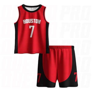 Nouvel ensemble de maillots et shorts de basketball rouges personnalisés, respirants, à séchage rapide, avec impression par transfert thermique, grandes tailles - Product Image 2