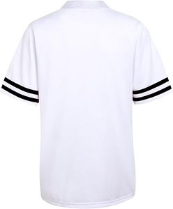 Camiseta blanca de manga corta con rayas negras en las mangas, material de algodón, forma rectangular, ropa informal - Product Image 2