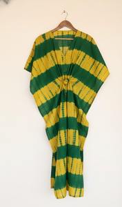 ชุดเดรสยาวแบบโบฮีเมียน คอวี ผ้าฝ้ายย้อมสีแบบดั้งเดิม ทำมือ เป็นมิตรกับสิ่งแวดล้อม ซักได้ ระบายอากาศดี ทรงหลวม เอวไม่รัดรูป สำหรับผู้หญิง - Product Image 2