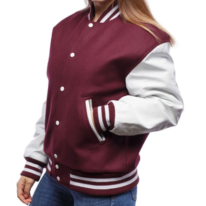 Red <b>White</b> Varsity <b>Jacket</b> <b>Men</b> Preppy Style Turn-down Collar Button Closure Regular Fit Autumn Solid Color Blocking - Product Image 6