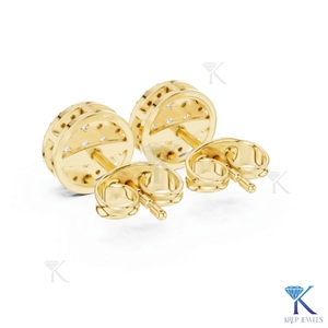Lab Grown Diamond Round Pave Cluster <b>Stud</b> Earrings Open Gallery 14K Solid Gold Fine Women Jewelry Wedding Anniversary Gift - Product Image 6