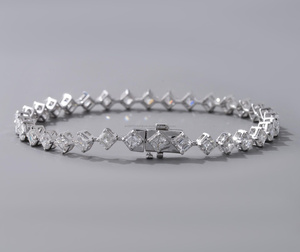 Asscher Cut Lab Grown Diamond <b>Bracelet</b> in 14K White Gold, Elegant Luxury Tennis <b>Bracelet</b> for Women, Bridal Anniversary Gift - Product Image 3