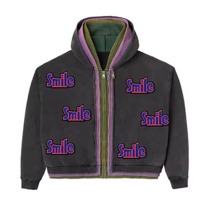 Custom Triple Layer Double Hood Zip Up Hoodies Heavyweight Oversized Vintage Wash Streetwear Sweatshirt OEM ODM - Product Image 4