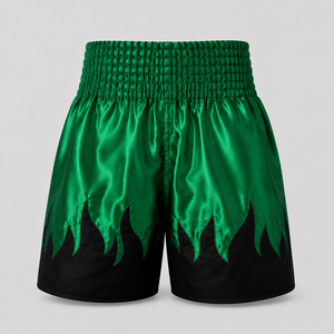 Pantalones Cortos de Boxeo de Satén Verde con Borde Flameado para Mujer, Ropa de Artes Marciales, Corte Regular, Talla Adulto, Precio al por Mayor, Diseño Personalizado OEM - Product Image 4