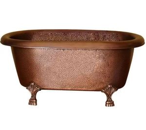 Baignoire autoportante à base garnie, design abordable, en cuivre antique, cuivre martelé de luxe, double baignoire à pattes - Product Image 2