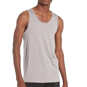 Camiseta sin mangas de punto gris liso con cuello redondo para hombre, chaleco informal transpirable para entrenamiento y fitness de verano - Product Image 4