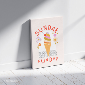 Décoration murale de vacances, affiche illustrative mignonne de glace à la crème, décoration murale moderne pour cuisine et desserts - Product Image 2