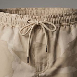 Shorts de bain décontractés pour hommes en tissu peigné écologique, couleur personnalisable, avec cordon de serrage, pour la plage, séchage rapide, tenue d'été - Product Image 4