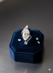 Anillo de compromiso y boda de oro blanco macizo de 14K con moissanita de 7 quilates de corte marquesa brillante y engaste pavé, regalo único para mujer - Product Image 2