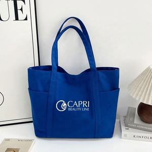Multipurpose Canvas Shoulder Bag Spacious Cotton Fabric <b>Handbag</b> Classic Corporate Logo Printed Travel Tote Package Zipper All - Product Image 5