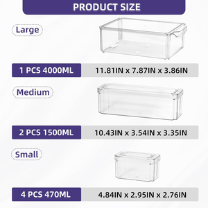 Storage <b>Containers</b> for Fridge Clear Fridge Organizer Boxes with Lids Stackable <b>Refrigerator</b> Storage for Fruits Vegetables - Product Image 3