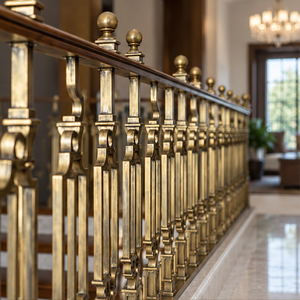 Rampe d'escalier en bronze chanfreiné avec poteaux carrés pour hôtels de luxe, villas et intérieurs d'escaliers classiques - Product Image 4