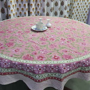 Mauve Cotton Hand Block <b>Table</b> <b>Cloth</b> Floral Printed Handmade <b>Round</b> <b>Table</b> Cover Wedding Dinning <b>Table</b> Cover Durable Eco Friendly - Product Image 1