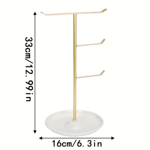 ที่วางเครื่องประดับแบบหลายแขนแนวตั้ง ประหยัดพื้นที่ สำหรับสร้อยคอและกำไลข้อมือ พร้อมฐานกลมที่มั่นคง ไม่พันกัน จัดแสดงได้อย่างเป็นระเบียบ - Product Image 5