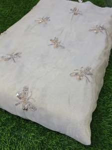 Tissu en gros pour broderie de perles, tissu textile fantaisie, dentelle à sequins, organza pour fabricants de robes de mariée, abayas et caftans, OEM mondial - Product Image 5