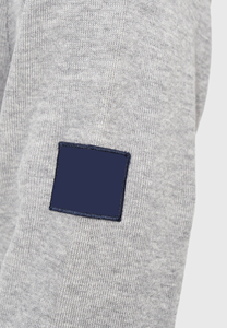 Men's Gray Quarter Zip Knitted Pullover Sweatshirt Regular Fit Turn-down Collar Casual Autumn Wear Solid Color Left Sleeve Logo - Product Image 6
