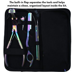 Rainbow Hair Extension tools Application Kit with <b>Tape</b> In Plier Hair Razor Barber Scissor Thinning Scissor Microlink <b>Loop</b> <b>hook</b> - Product Image 5