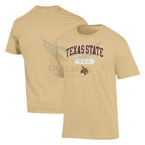 Vêtements universitaires personnalisés en gros, t-shirt en coton pour hommes des Texas State Bobcats, logo de l'université imprimé, t-shirt décontracté à manches courtes - Product Image 1