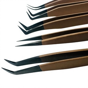 Pinces à extensions de cils professionnelles de qualité supérieure Hooper Company, pointe noire, grip diamant, anti-magnétiques, durables et éco-responsables - Product Image 1