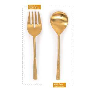 Cuillère et fourchette de service en acier inoxydable 304 de qualité supérieure, manche texturé, écologiques, compatibles lave-vaisselle, pour la restauration et l'hôtellerie - Product Image 3
