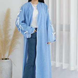 Abaya pour femmes grande taille de bonne qualité, à porter toute l'année, évasée, brodée, à manches longues, en polyester, en mousseline de soie, en georgette, longueur au sol - Product Image 2