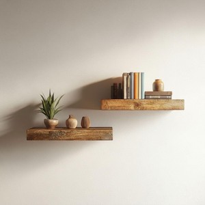 Mango Wood Floating <b>Wall</b> <b>Shelf</b> Natural Honey Finish Wholesale | Aqdus Saleem - Product Image 1