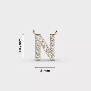 Classic gold diamond N pendant for women fine jewelry for wedding anniversary gift with timeless design and stylish appearance - Product Image 3