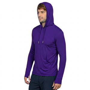 Sudadera con Capucha Negra para Hombre, Manga Larga, Corte Ajustado, Tejido de Poliéster, Color Sólido, Estilo Casual, para Otoño - Product Image 6