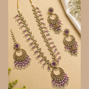 Ensemble de colliers longs pour femmes JeweleMarket, plaqué or, avec pierres en cristal et perles, style ethnique, pour mariage, fiançailles, anniversaire - Product Image 3