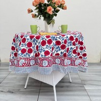 Mantel de Mesa Vintage con Estampado Floral Indio, Hecho a Mano con Algodón de Primera Calidad, Ecológico, Tamaño Personalizado, Moderno