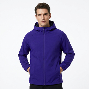 Sweat-shirt à capuche pour homme, coupe-vent, uni violet, sportif, manches longues - Product Image 4