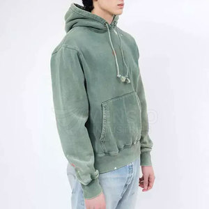 เสื้อฮู้ดดี้วินเทจทรงโอเวอร์ไซส์สำหรับผู้ชาย ผ้าคอตตอนฟลีซ ล้างสีแบบแอซิดวอช แต่งลายเพ้นท์สเปรย์ สไตล์สตรีทแวร์ - Product Image 4
